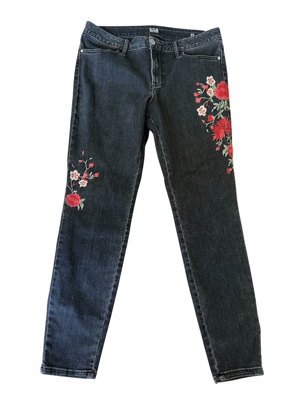 A.N.A. Embroidered Blue Denim Jegging Size 12